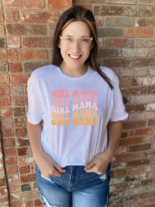 This retro-inspired Girl Mama Graphic Tee is sure to add a colorful splash of fun to your wardrobe. Perfect for any mama looking to stand out from the crowd and show off her unique style with a mix of bright orange and pink!
