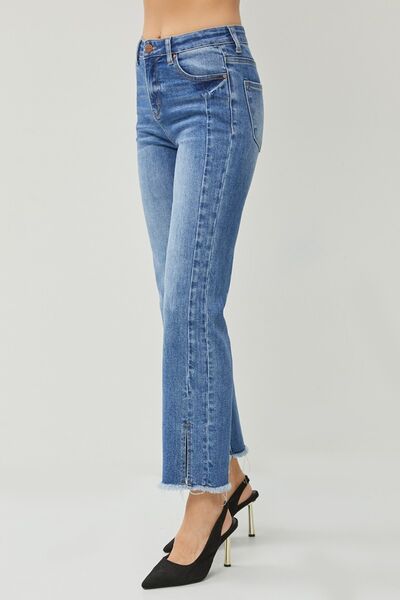 Risen Raw Hem Side Slit Jeans