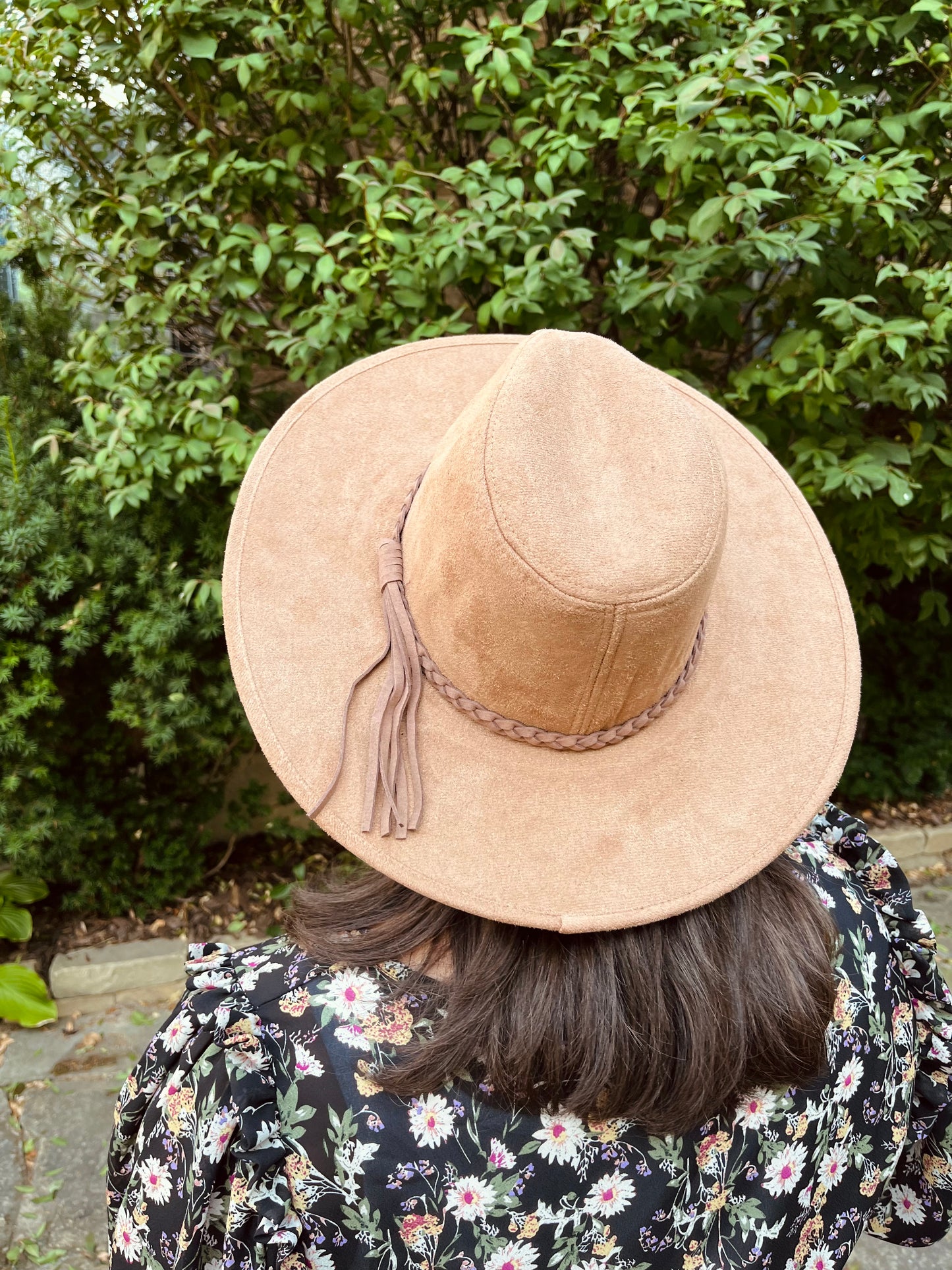 Suede Panama Hat with Braid Trim