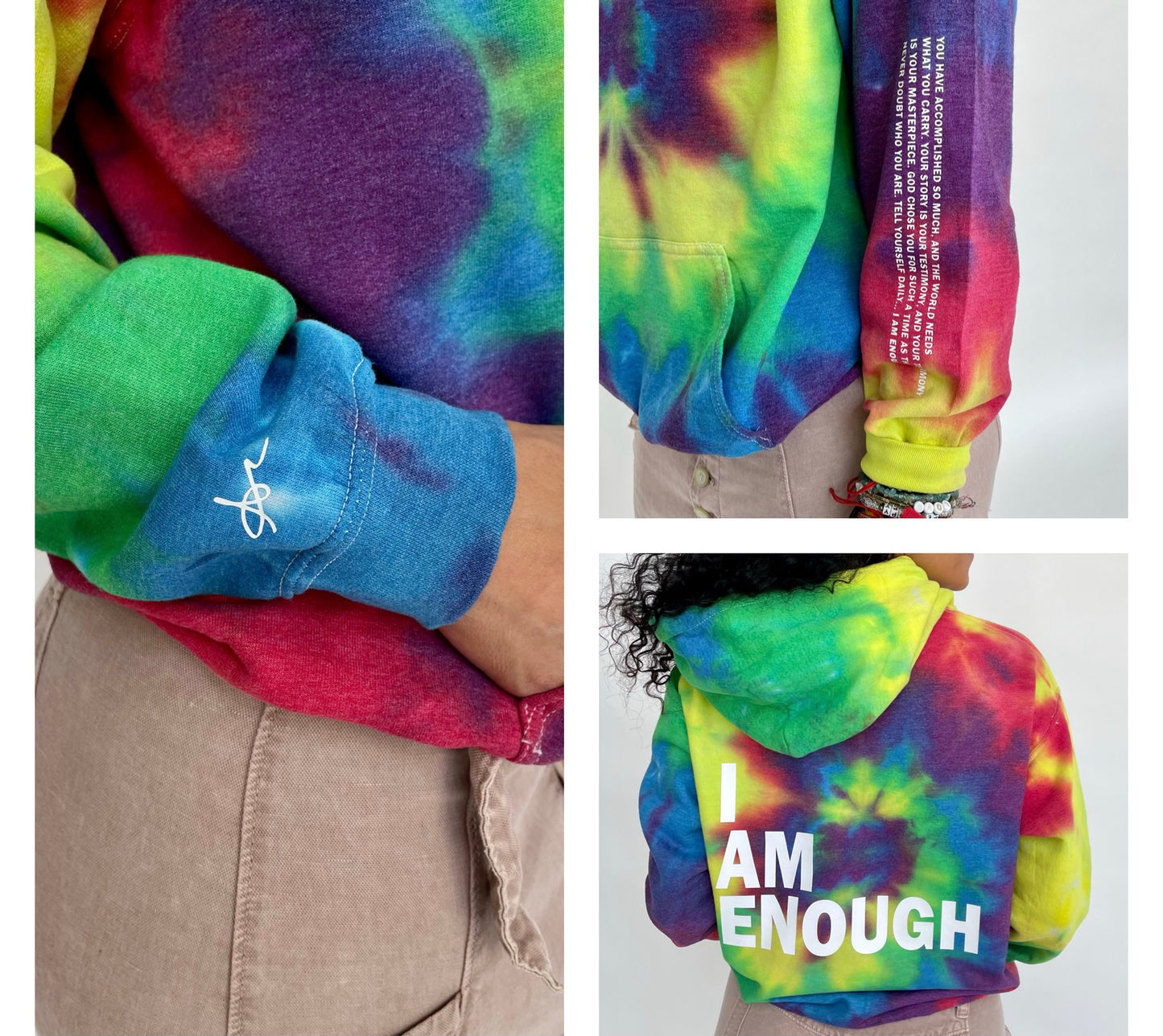 I AM ENOUGH TIE DYE HOODIE (extended sizes)